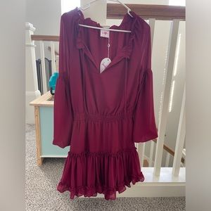 Buddy love burgundy Zozo mini dress. Size small. New with tags